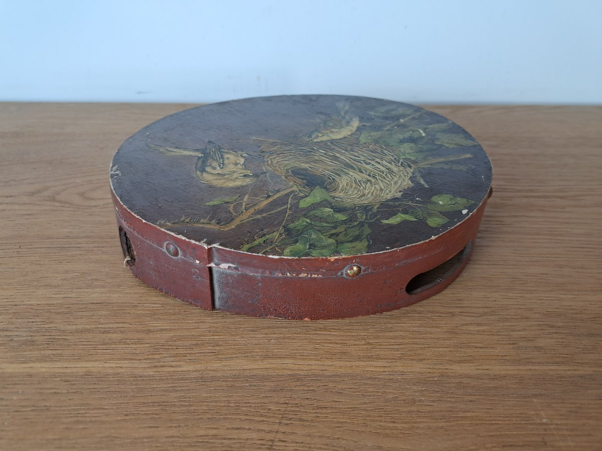 Sparrow's Nest , Painted Tambourine , Early XX°.-photo-4