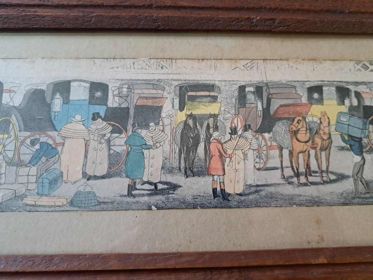 Deux gravures anglaise , Chasse à courre et calèches , Début XX°. -photo-5