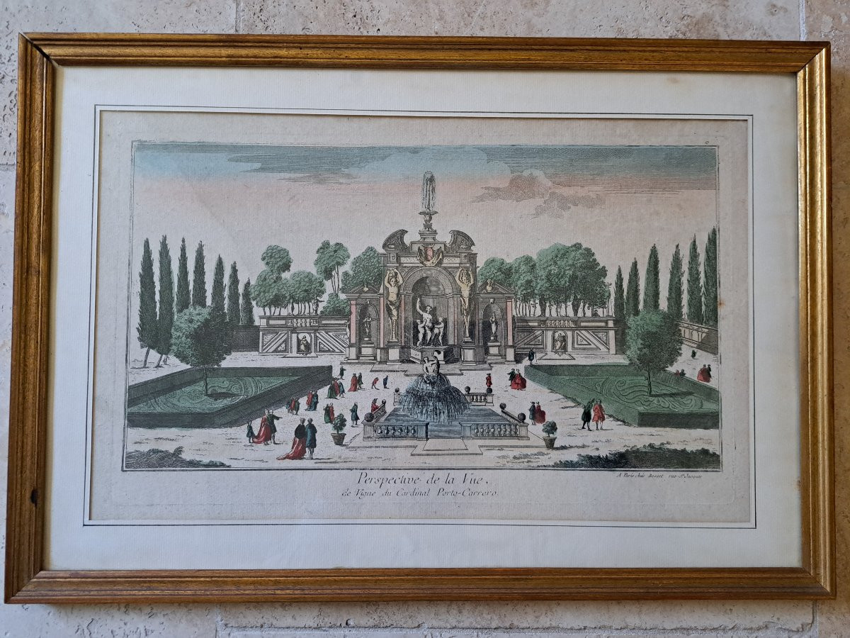 Perspective Of Cardinal Porto-carrero's View Of A Vineyard , Optical View , 18th Century.-photo-2