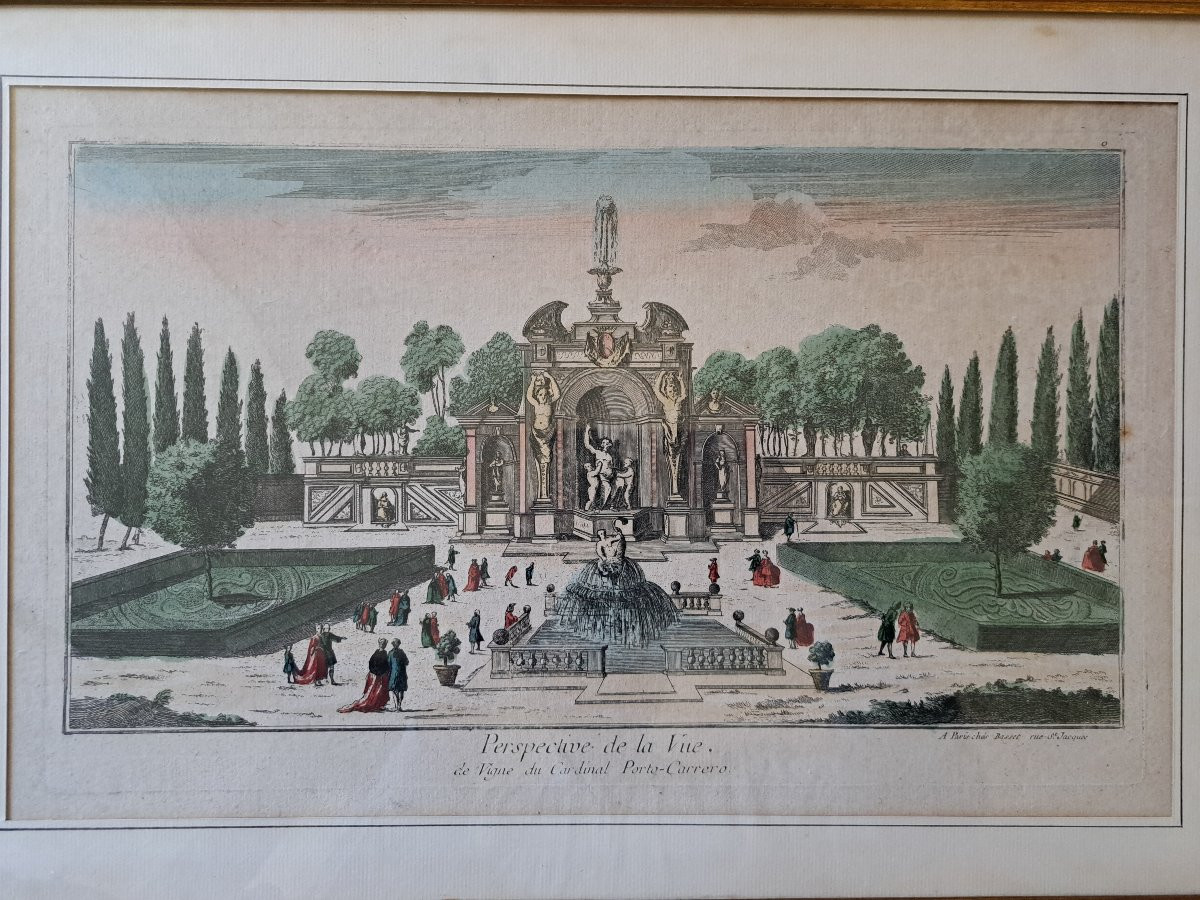 Perspective Of Cardinal Porto-carrero's View Of A Vineyard , Optical View , 18th Century.-photo-3