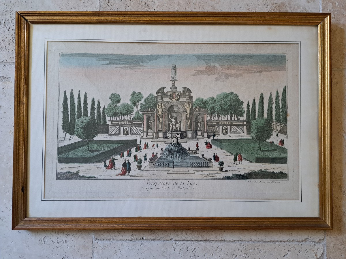 Perspective Of Cardinal Porto-carrero's View Of A Vineyard , Optical View , 18th Century.