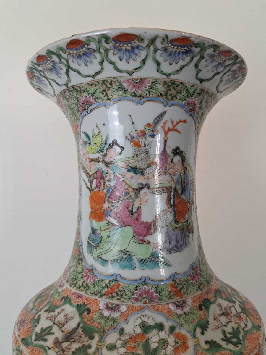 Chine , Canton , Grand vase , Porcelaine , XIX°/XX°.-photo-2