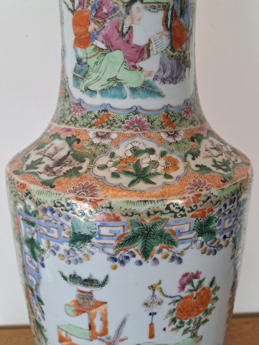 Chine , Canton , Grand vase , Porcelaine , XIX°/XX°.-photo-3