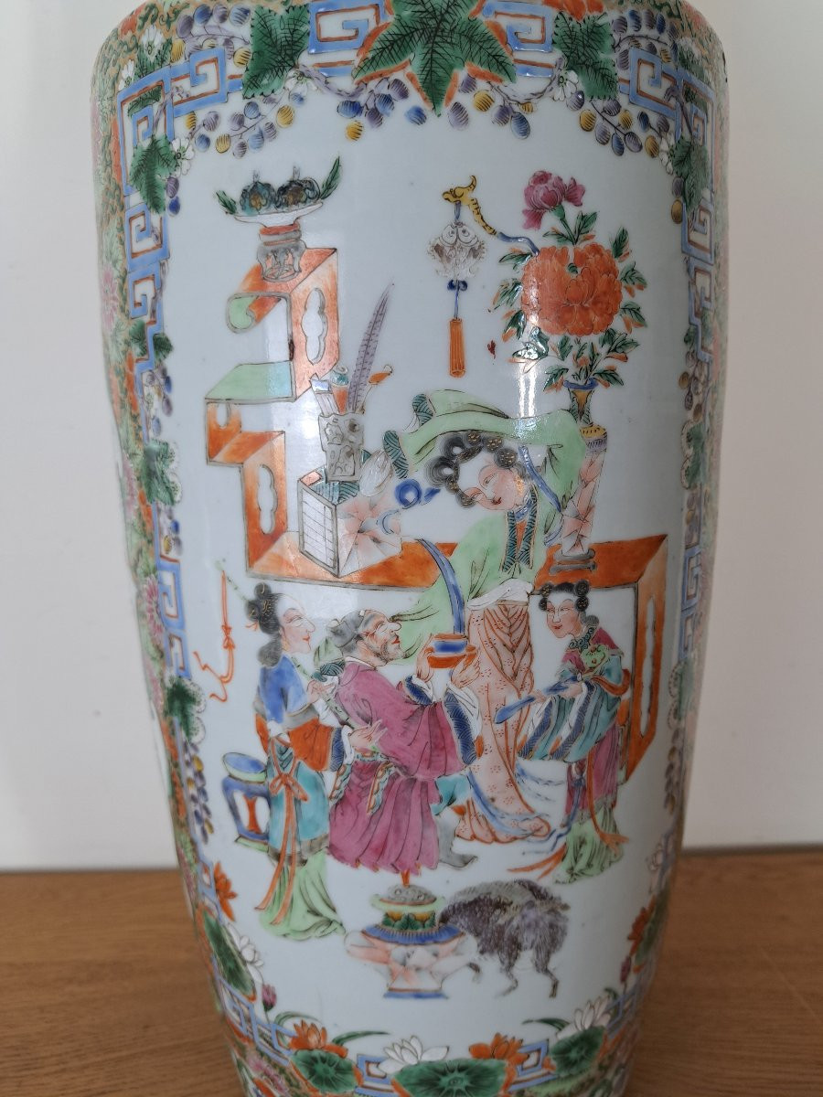 Chine , Canton , Grand vase , Porcelaine , XIX°/XX°.-photo-4