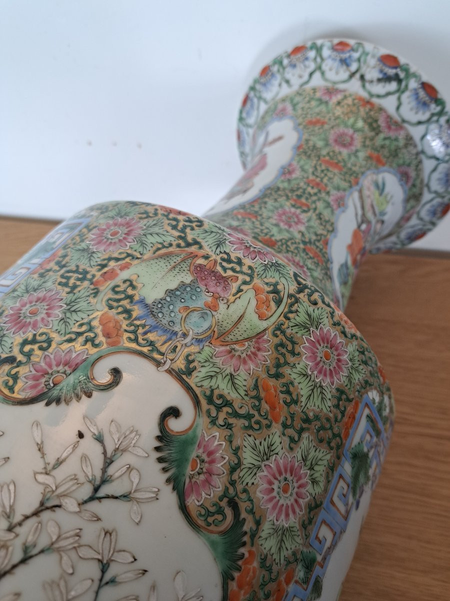 Chine , Canton , Grand vase , Porcelaine , XIX°/XX°.-photo-2