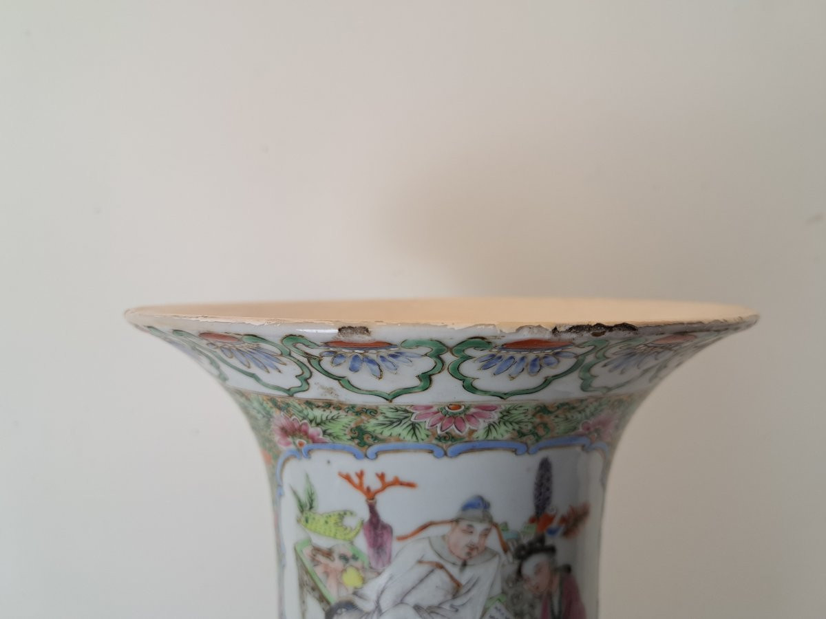 Chine , Canton , Grand vase , Porcelaine , XIX°/XX°.-photo-3