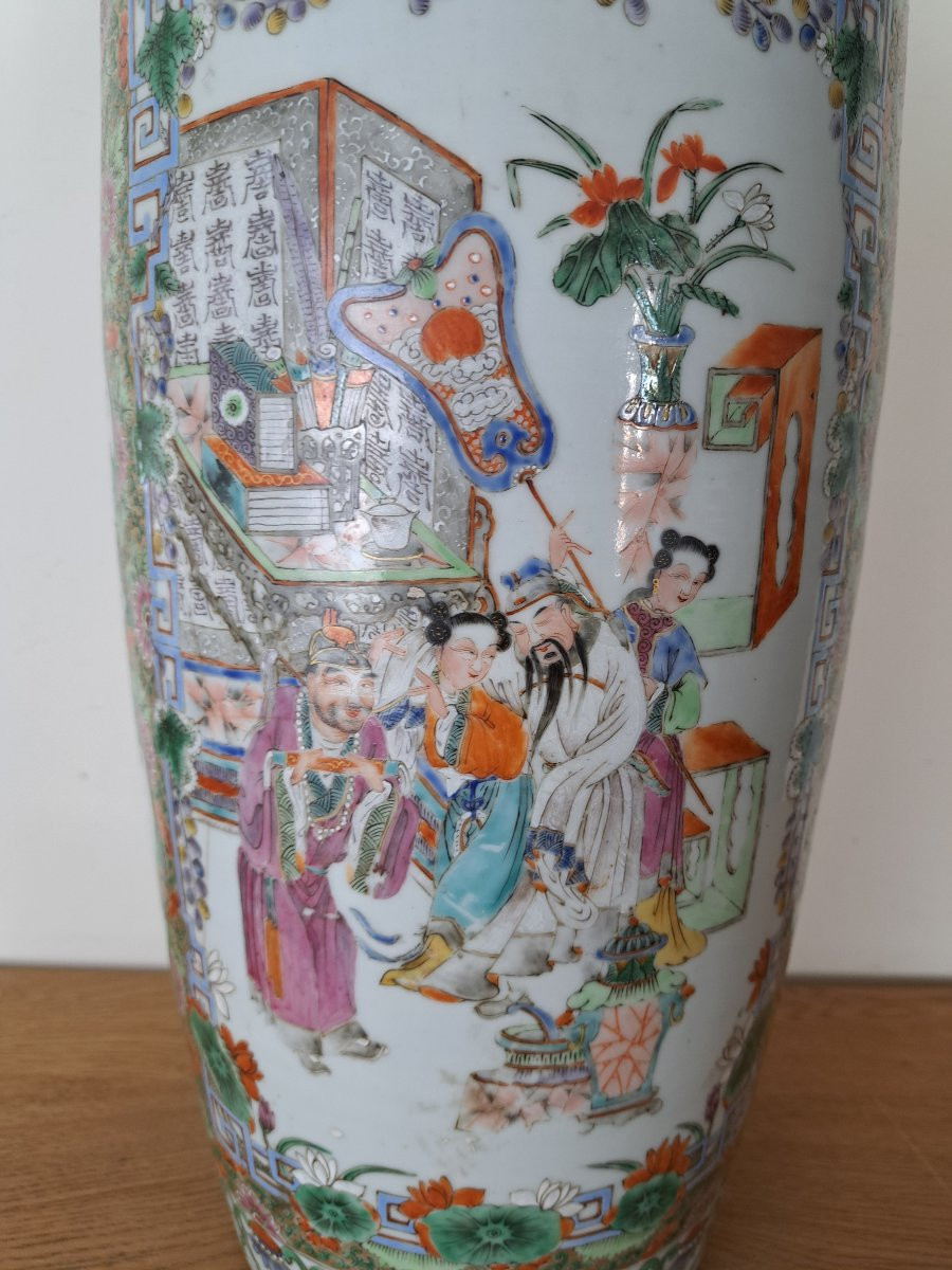 Chine , Canton , Grand vase , Porcelaine , XIX°/XX°.-photo-4
