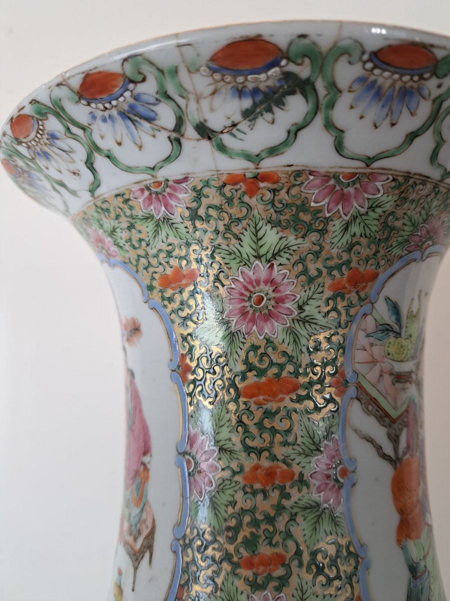 Chine , Canton , Grand vase , Porcelaine , XIX°/XX°.-photo-5