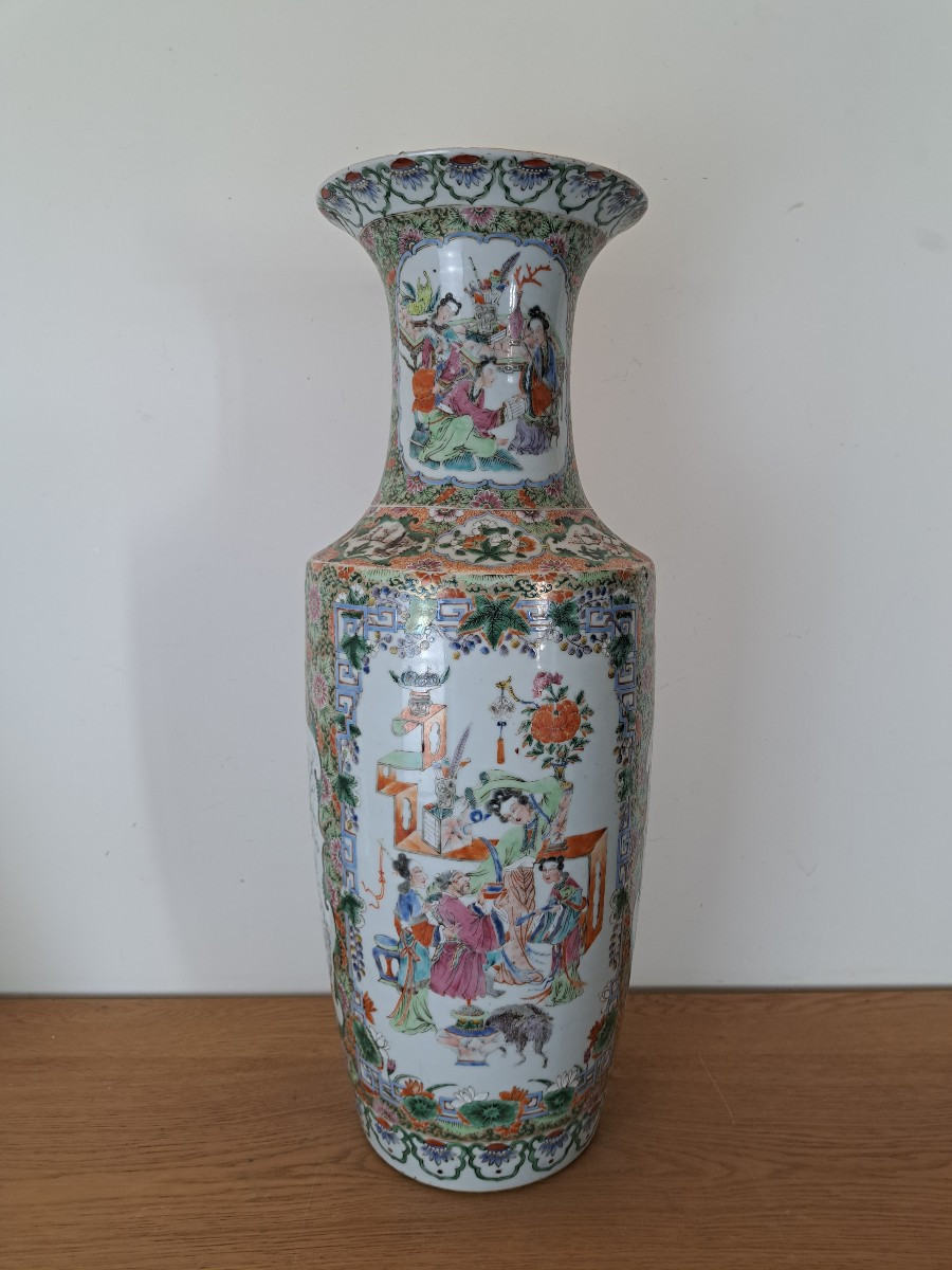 Chine , Canton , Grand vase , Porcelaine , XIX°/XX°.