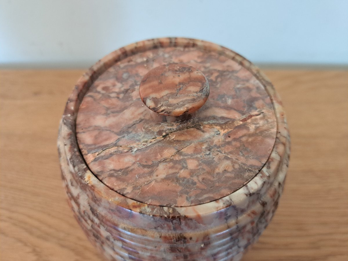 Pot à tabac formant tonneau , Marbre , Louis XVI , XVIII°.-photo-2