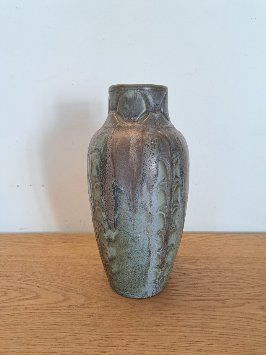 Denbac , Large Glazed Stoneware Vase , Early XX°.