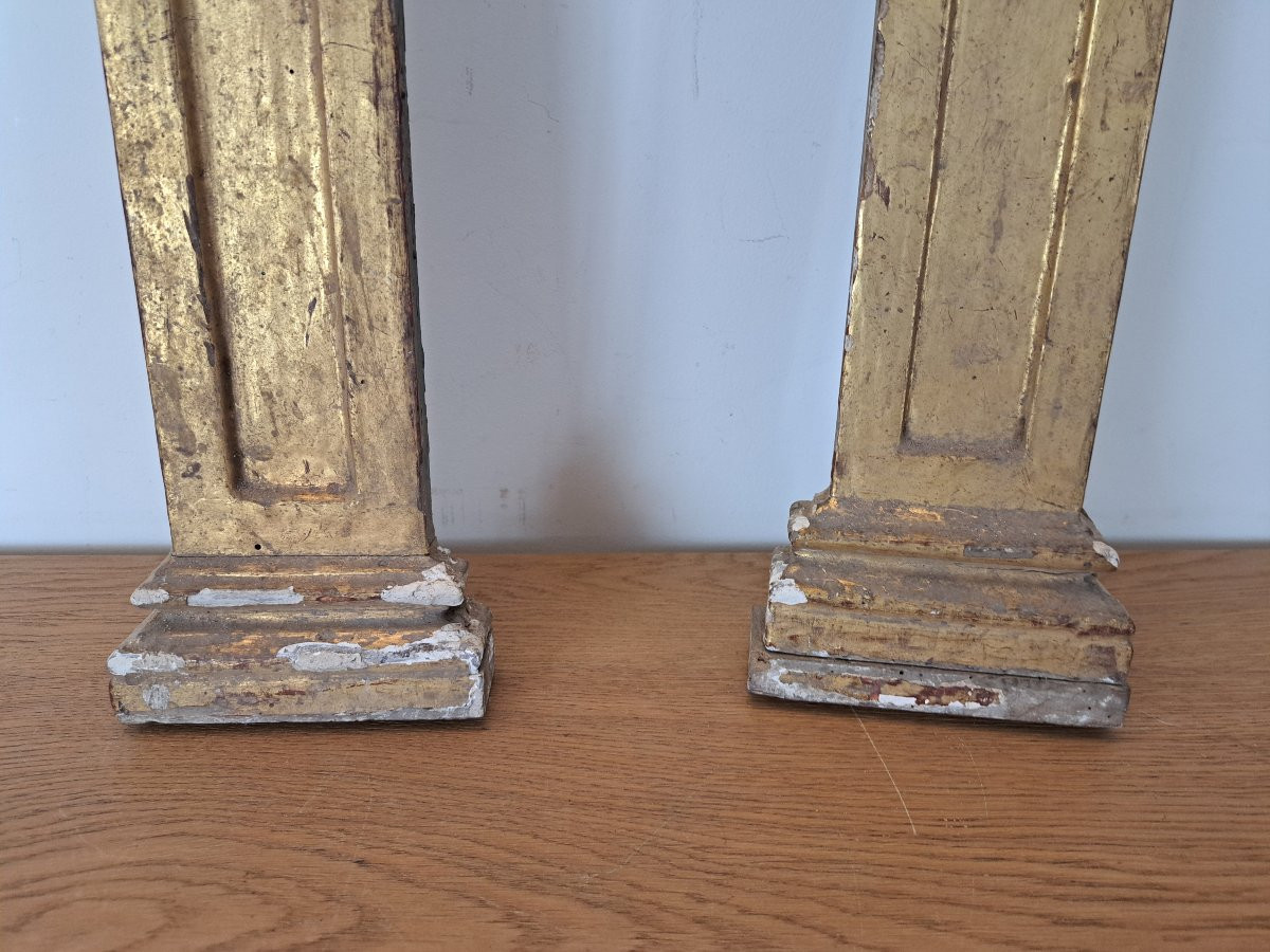 Paire de pilastres de boiserie , Bois doré , XVIII°. -photo-4