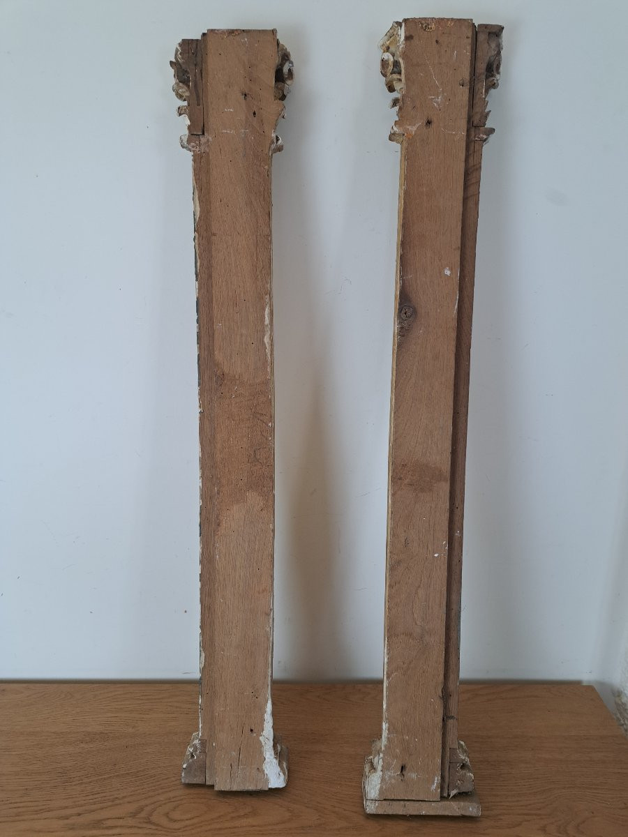 Paire de pilastres de boiserie , Bois doré , XVIII°. -photo-2