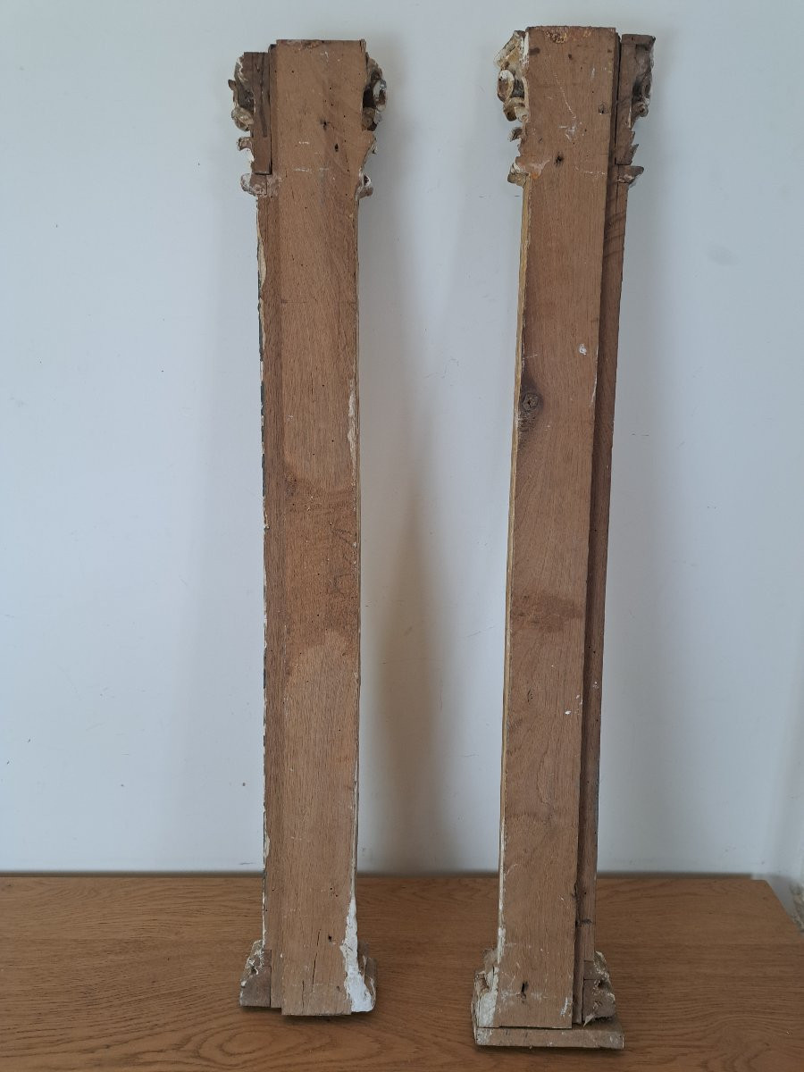 Paire de pilastres de boiserie , Bois doré , XVIII°. -photo-3
