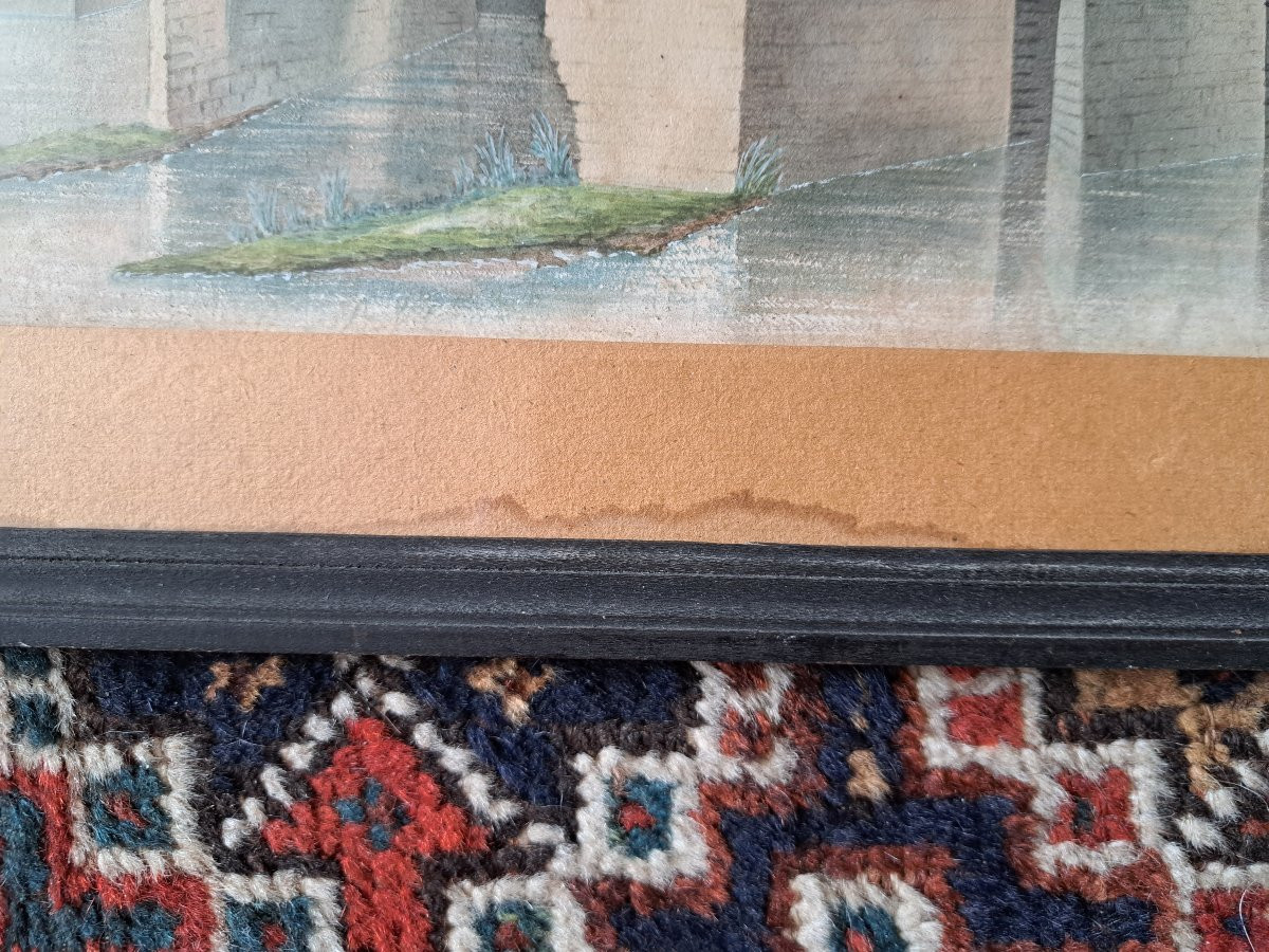 Château De Chenonceaux , Watercolor , Signed , XIX°.-photo-2