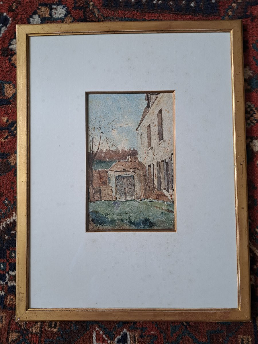 Abraham Lopes Suasso , Cours de fermes , Paire d'aquarelles , XIX°. -photo-3