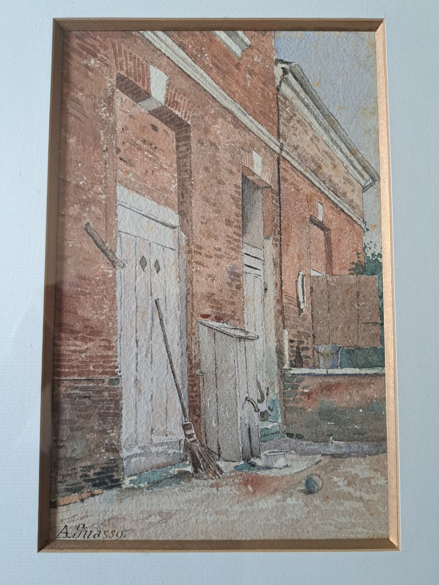 Abraham Lopes Suasso , Cours de fermes , Paire d'aquarelles , XIX°. -photo-6
