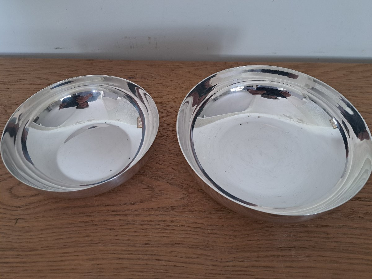 Christofle , Suite De 2 Vides Poches , Métal Argenté , XX°.-photo-4