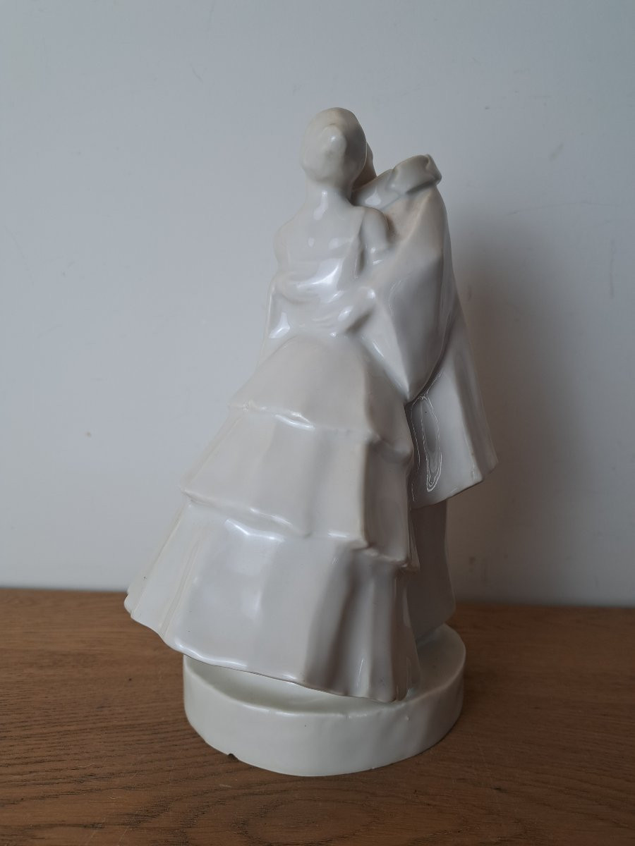 Edouard Marcel Sandoz et Haviland , Pierrot et Colombine , Porcelaine de Limoges , Début XX°. -photo-4