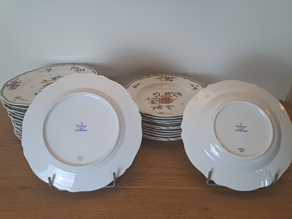 Haviland , A La Grenade , Dinnerware Set , Limoges Porcelain , XX°.-photo-2