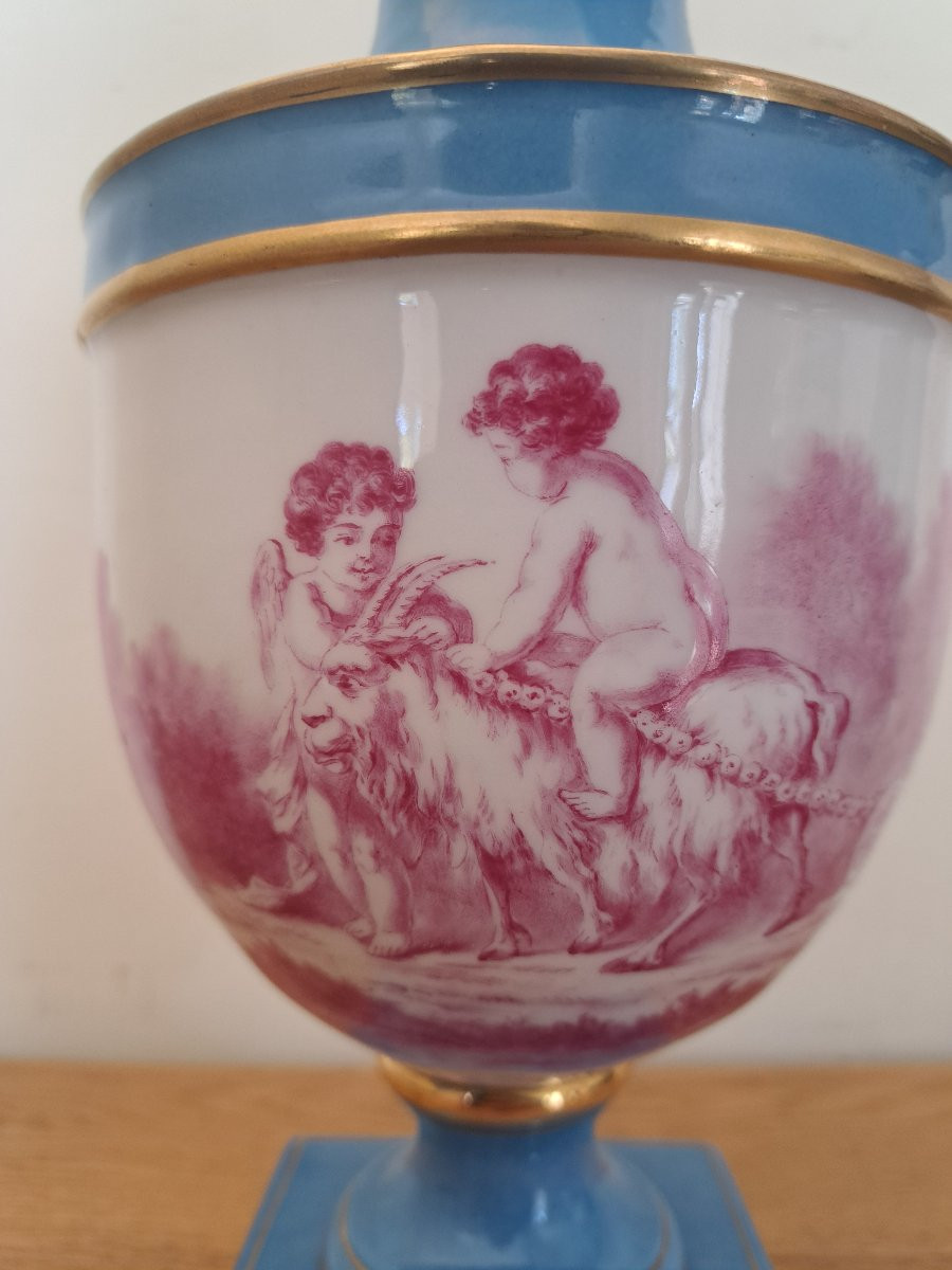 Sèvres , Vase , Amalthée Goat , Porcelain , XIX°.-photo-1