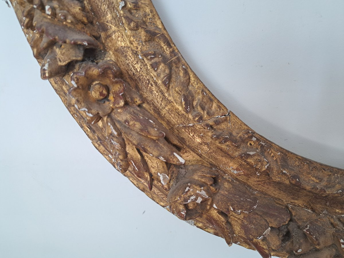 Grand cadre ovale en bois sculpté doré , Louis XIV, XVII°/XVIII°. -photo-2