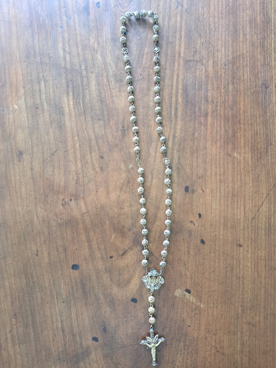 Rosary , Silver Filigree , XIX°.-photo-2