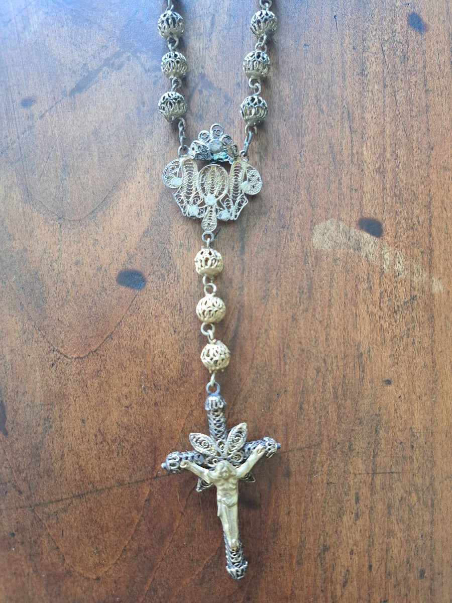 Rosary , Silver Filigree , XIX°.-photo-3