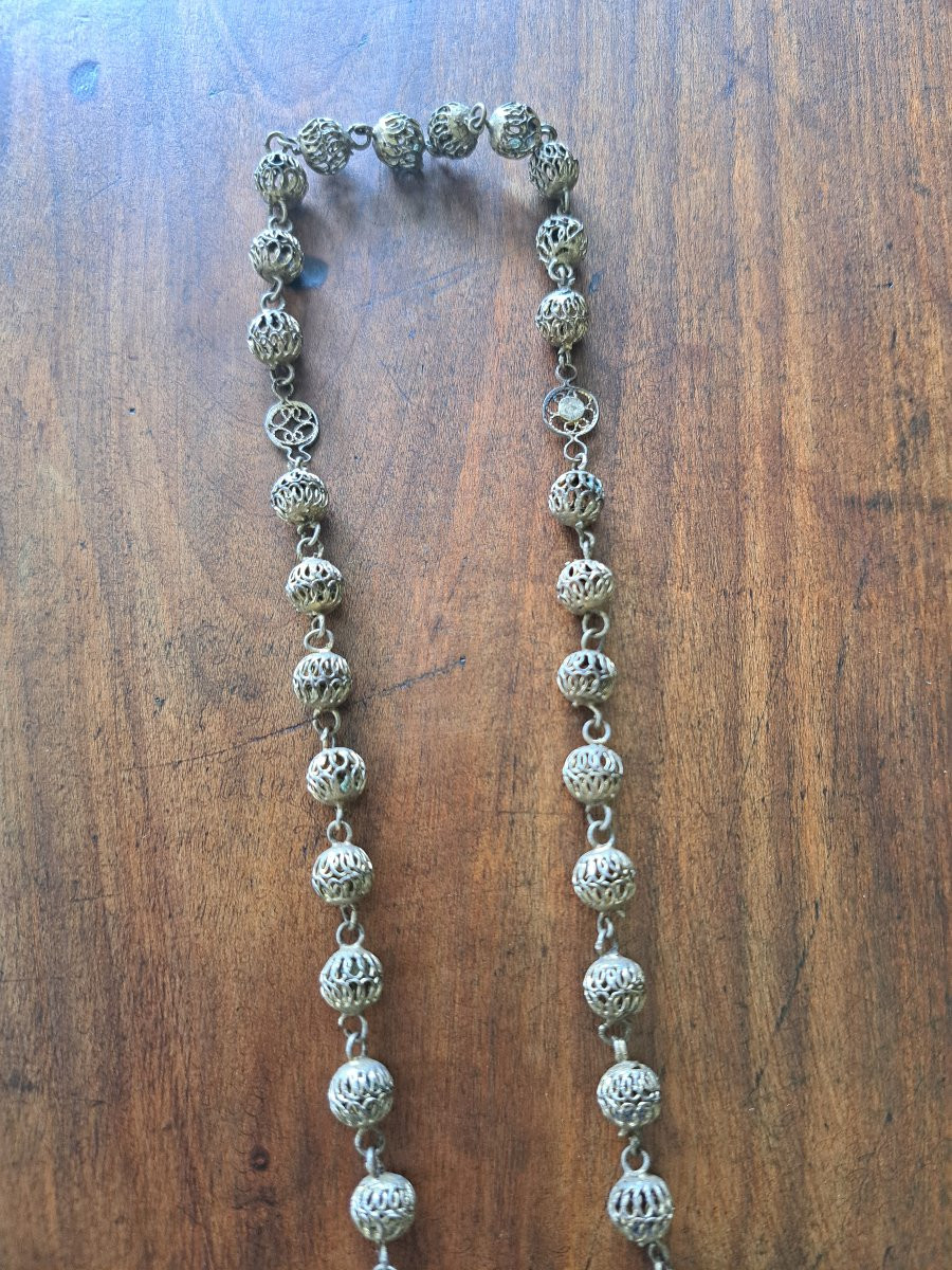 Rosary , Silver Filigree , XIX°.-photo-1