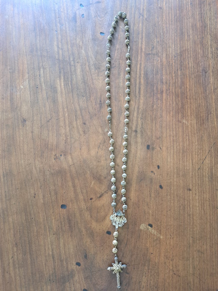 Rosary , Silver Filigree , XIX°.-photo-2
