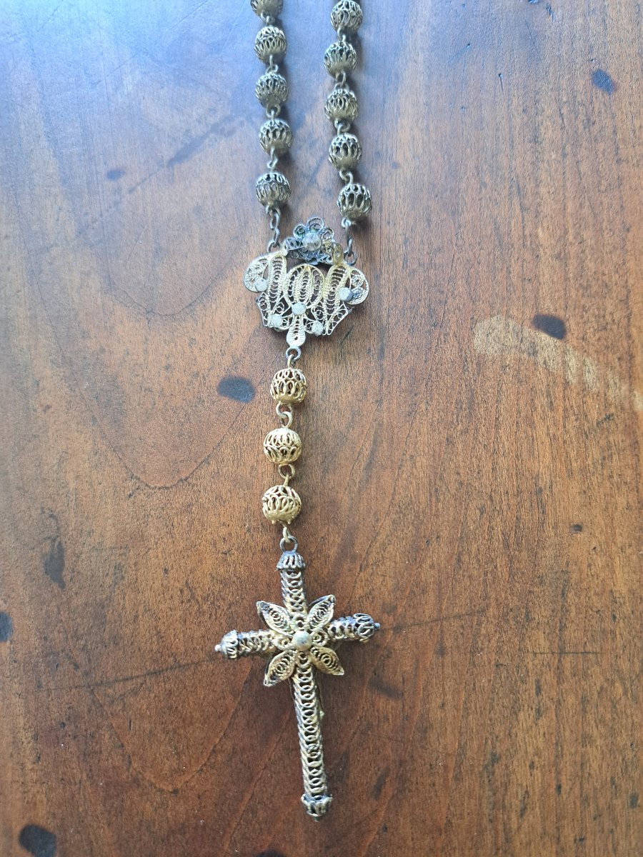 Rosary , Silver Filigree , XIX°.-photo-3