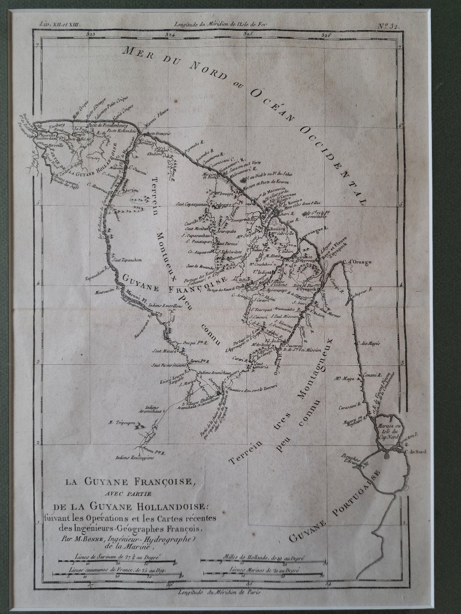 French Guyana , Map , M.bonne , XVIII°.-photo-2