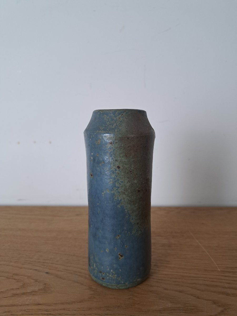 André Bodin , Cylindrical Vase , Glazed Stoneware , XX°.-photo-4