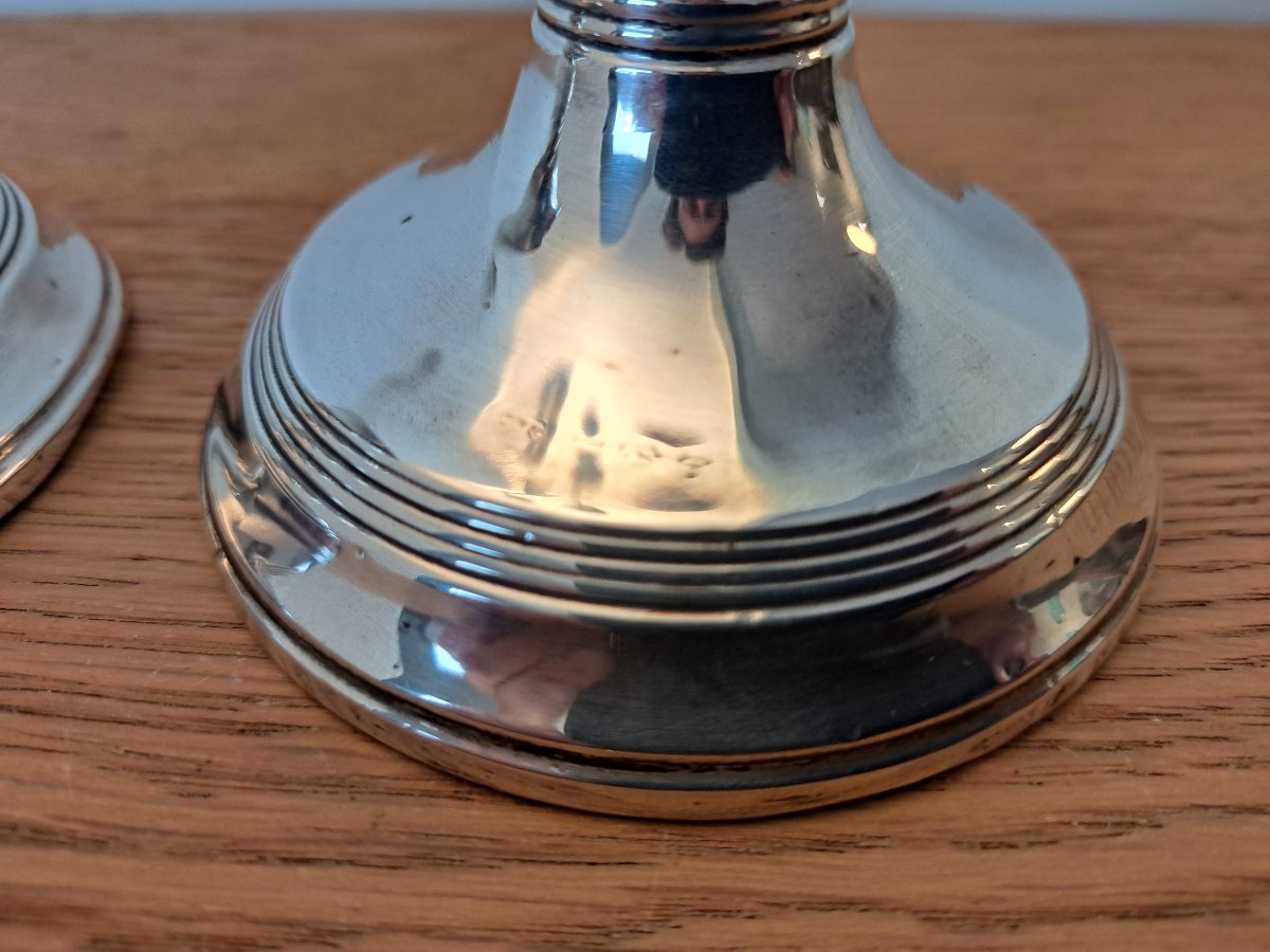 Pair Of Toilet Candlesticks , Solid Silver , England , XIX°/xx°.-photo-4