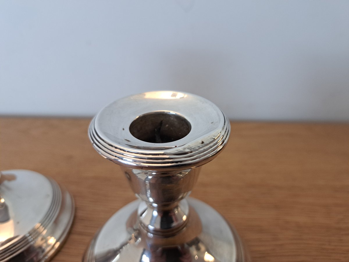 Pair Of Toilet Candlesticks , Solid Silver , England , XIX°/xx°.-photo-3