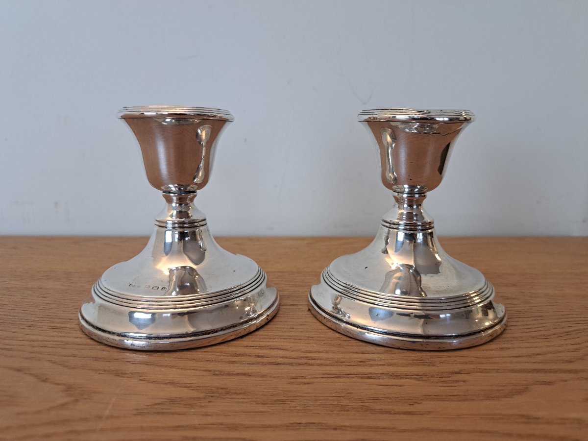 Pair Of Toilet Candlesticks , Solid Silver , England , XIX°/xx°.