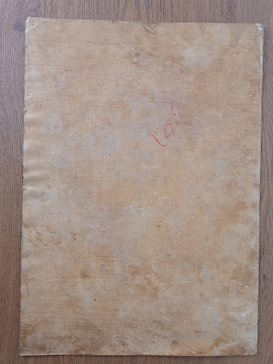 Portrait de femme , Huile sur papier , XX°. -photo-3