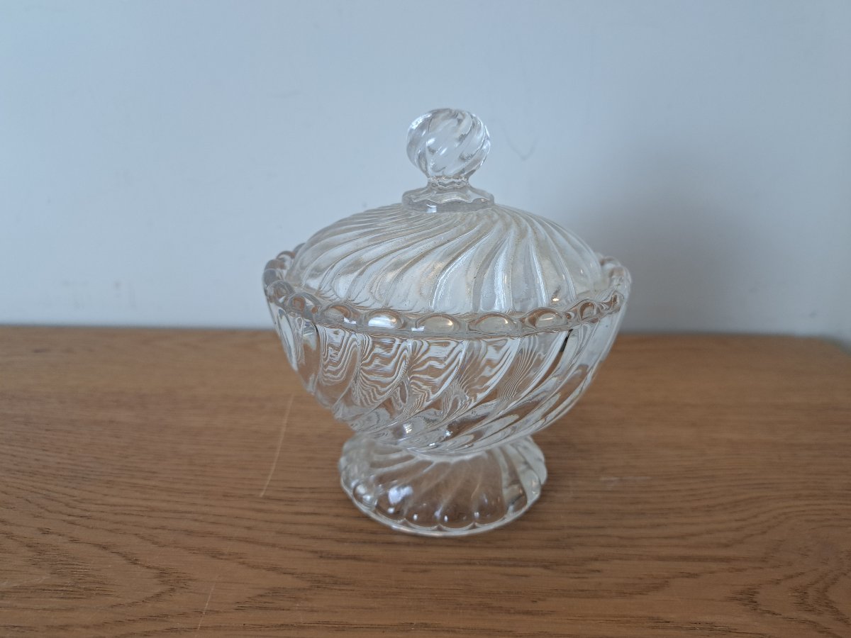 Baccarat , Drageoir , Cristal moulé , XX°. -photo-3
