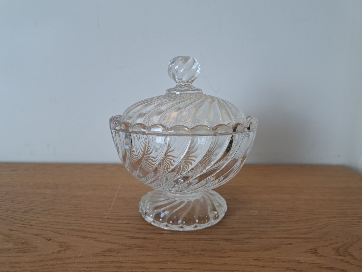 Baccarat , Drageoir , Cristal moulé , XX°. -photo-4