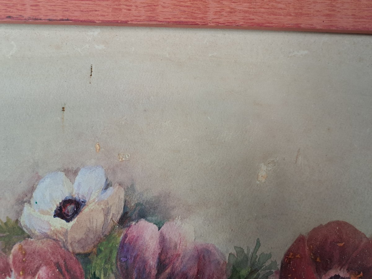 Madeleine Renaud , Bouquet Of Flowers , Watercolor , XX°.-photo-1