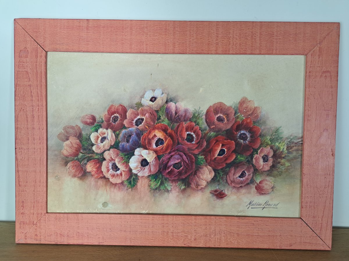 Madeleine Renaud , Bouquet Of Flowers , Watercolor , XX°.