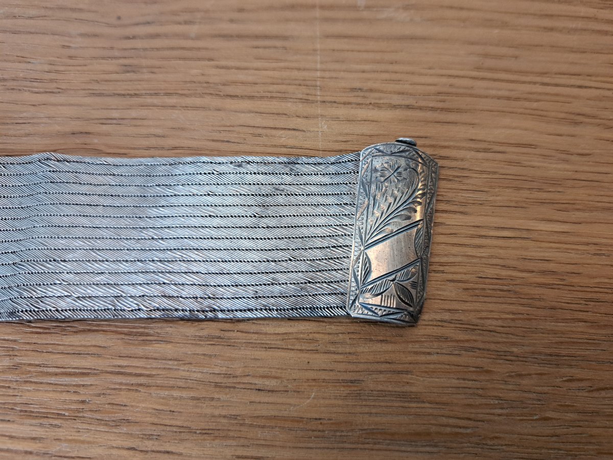 Cuff Bracelet , Solid Silver , Early XX°.-photo-2