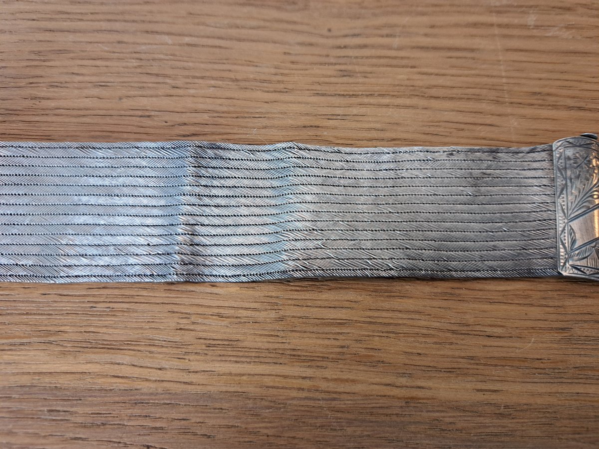 Cuff Bracelet , Solid Silver , Early XX°.-photo-4