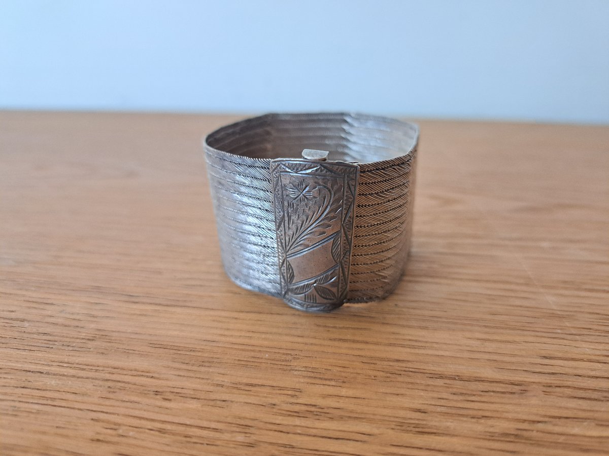 Cuff Bracelet , Solid Silver , Early XX°.-photo-7