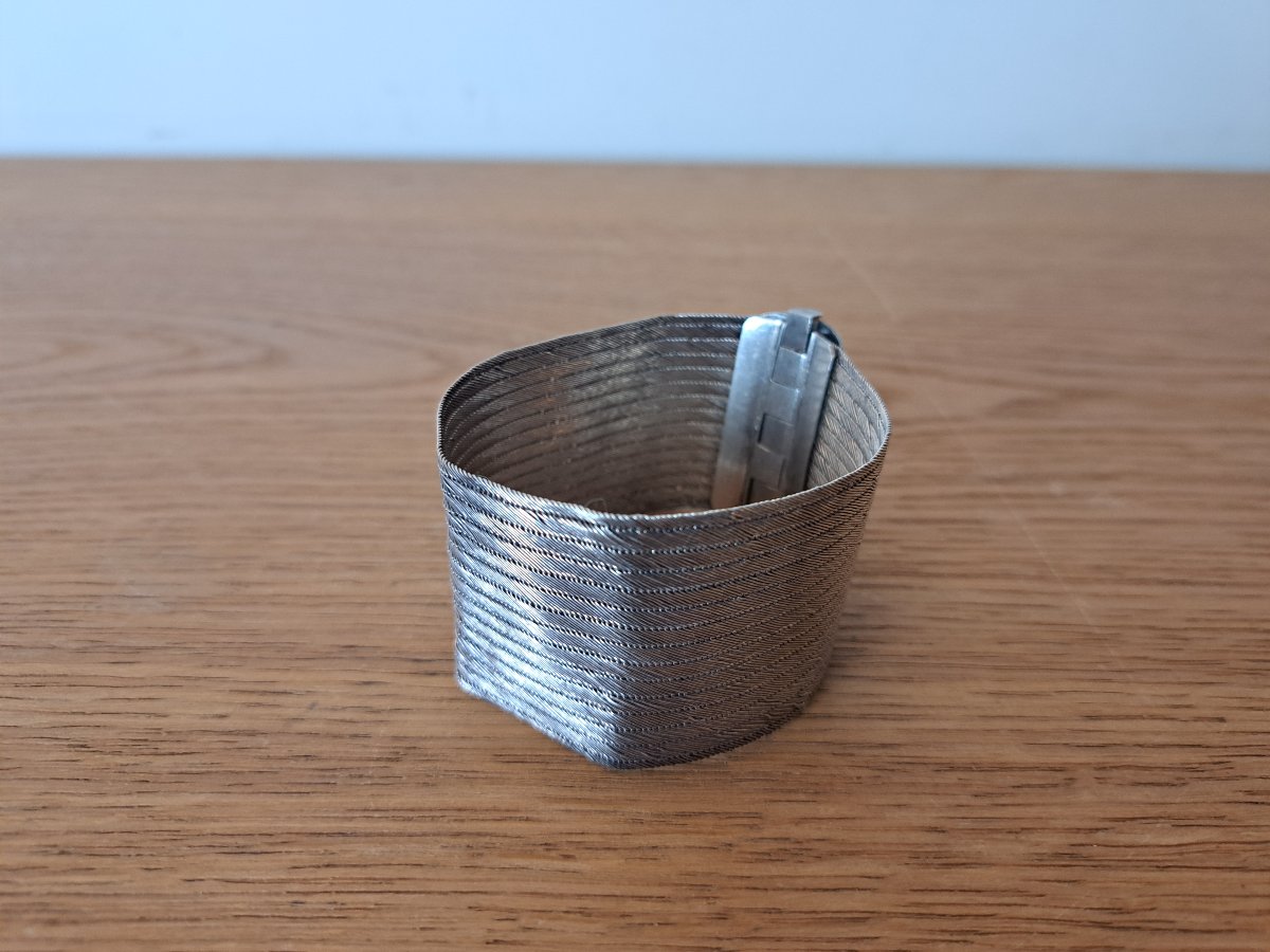 Cuff Bracelet , Solid Silver , Early XX°.-photo-8