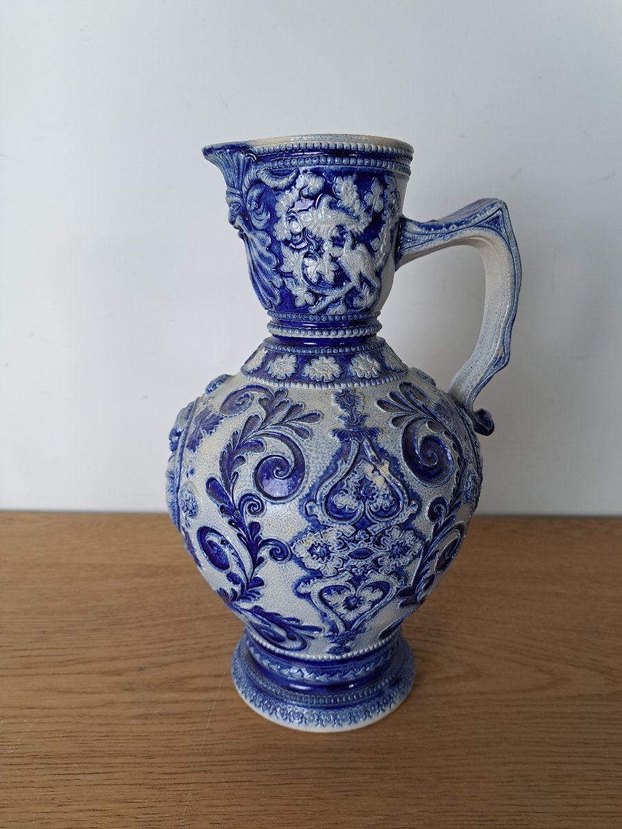 Stoneware Pitcher From Westerwald, XIX°.-photo-3