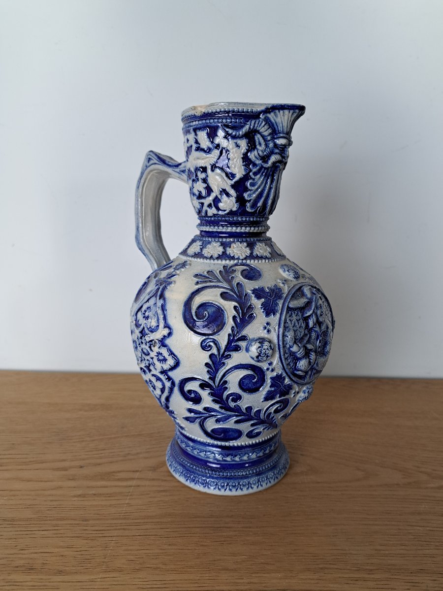 Stoneware Pitcher From Westerwald, XIX°.
