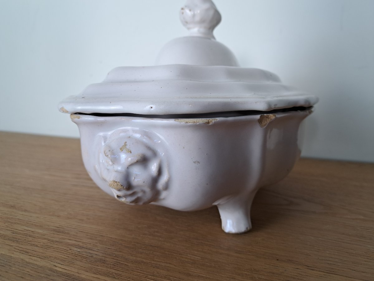 Moustiers , Soup Tureen , White Earthenware , 18th Century.-photo-3