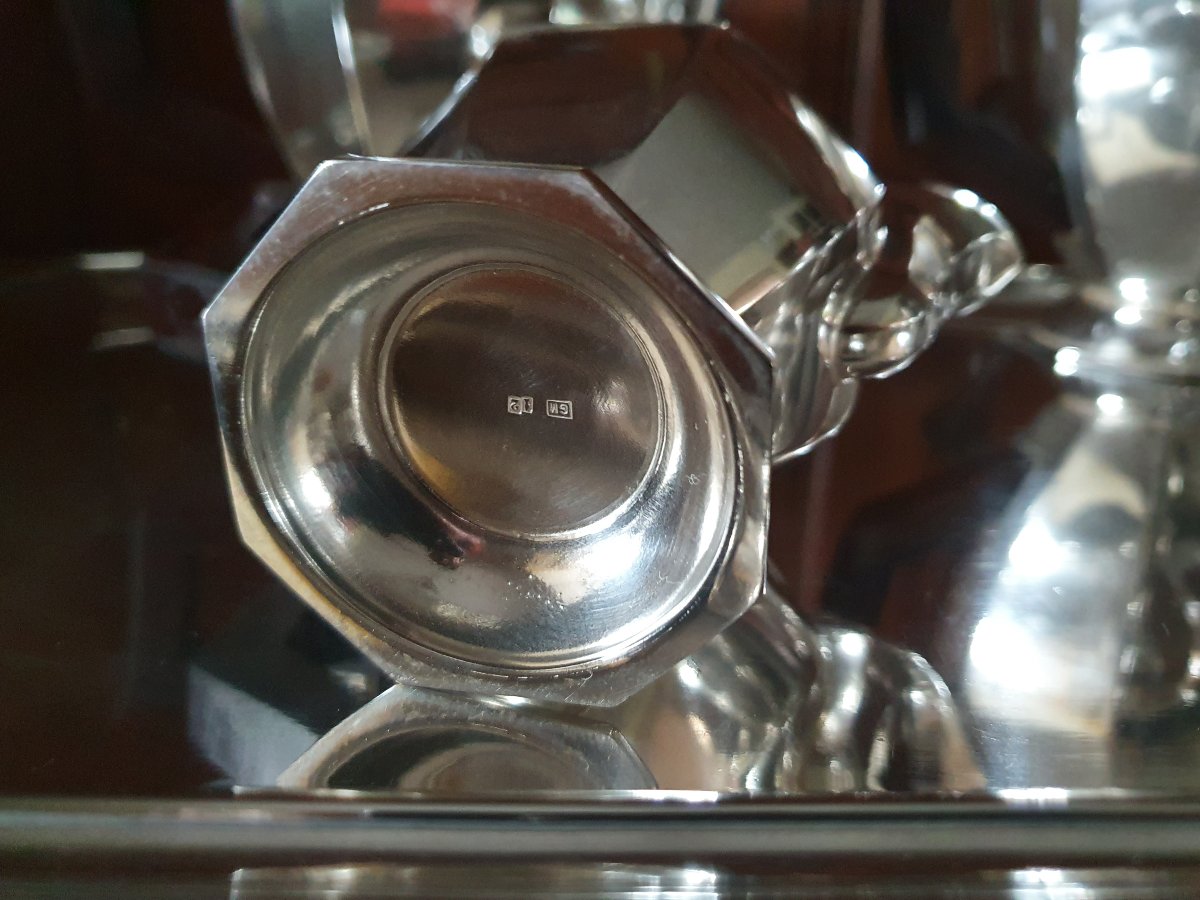 Service à thé /Café , Art Déco , Métal argenté , XX°. -photo-4