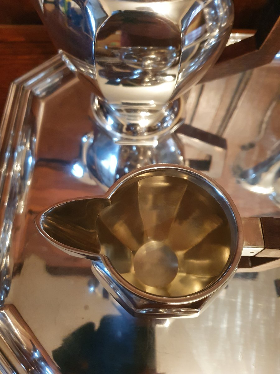 Service à thé /Café , Art Déco , Métal argenté , XX°. -photo-5